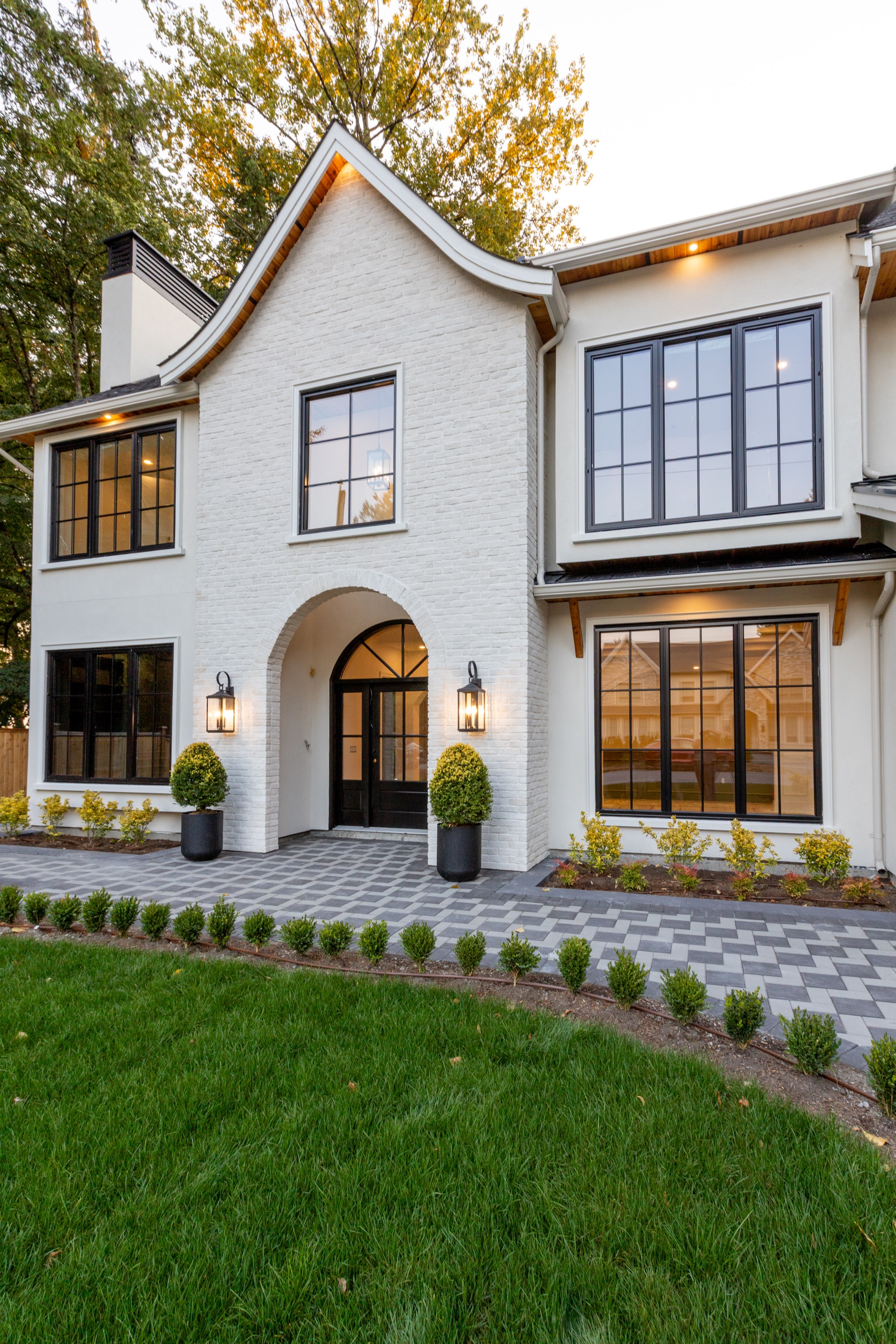 Brick gable and arched entry